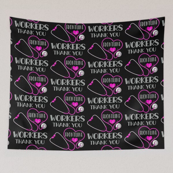 Item preview, Thank You Frontline Workers (Pink on Black) designed and sold by PawsitiveMum.