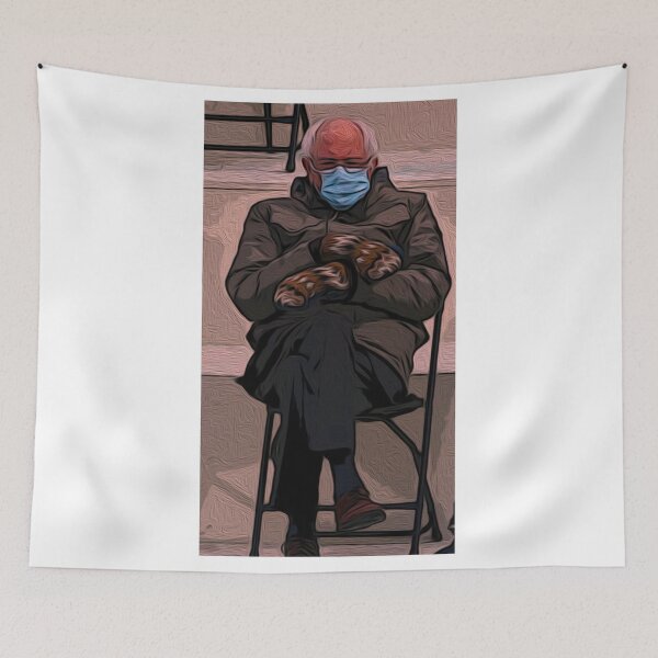 Item preview, Bernie Sanders inauguration 2021 mittens  designed and sold by thetextbookgirl.