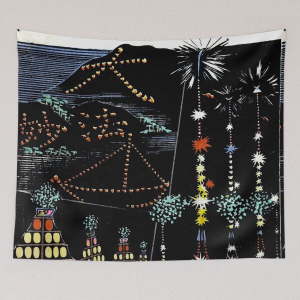 Item preview, Vintage Designs of Kyotoco city scape with boat and mountian designed and sold by Rantan1618.