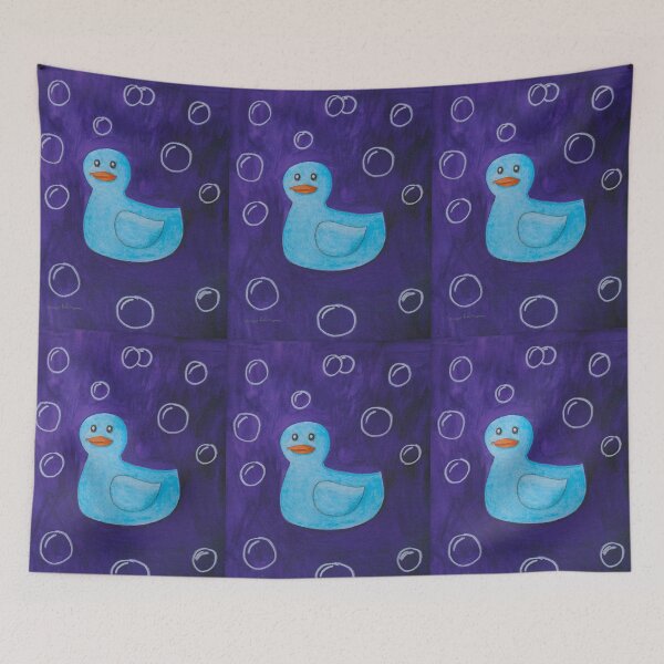 Item preview, Light Blue Rubber Duckie Painting designed and sold by Caseymakesart.
