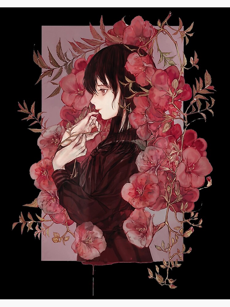 Anime Flower Fan art, blush floral, flower Arranging, cg Artwork, black  Hair png | PNGWing
