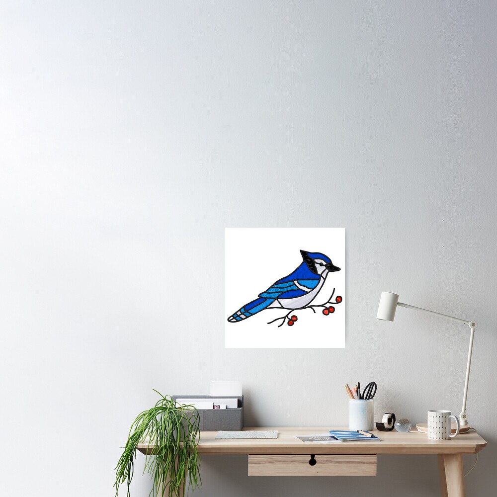 Digital Pattern Blue Jay Stained Glass Suncatcher Printable 