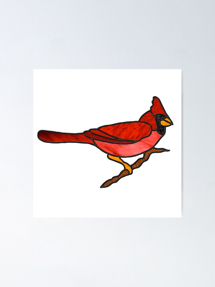 Stained Glass Cardinal Suncatcher, Red Bird