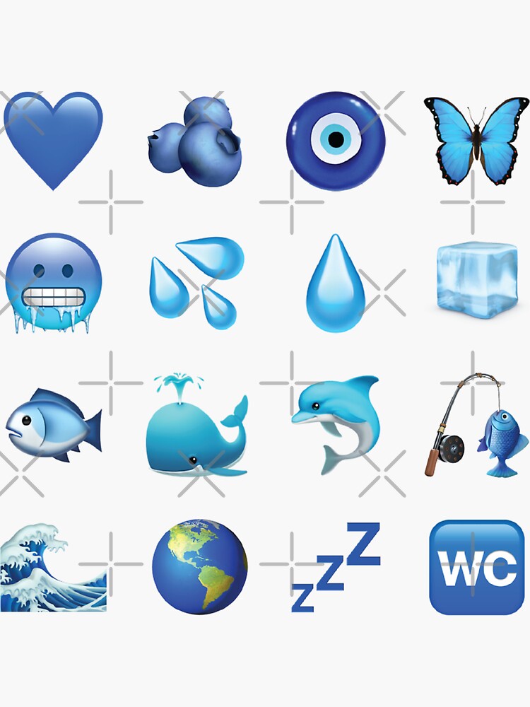 "Blue Emojis Pack" Sticker by graphicnology Redbubble