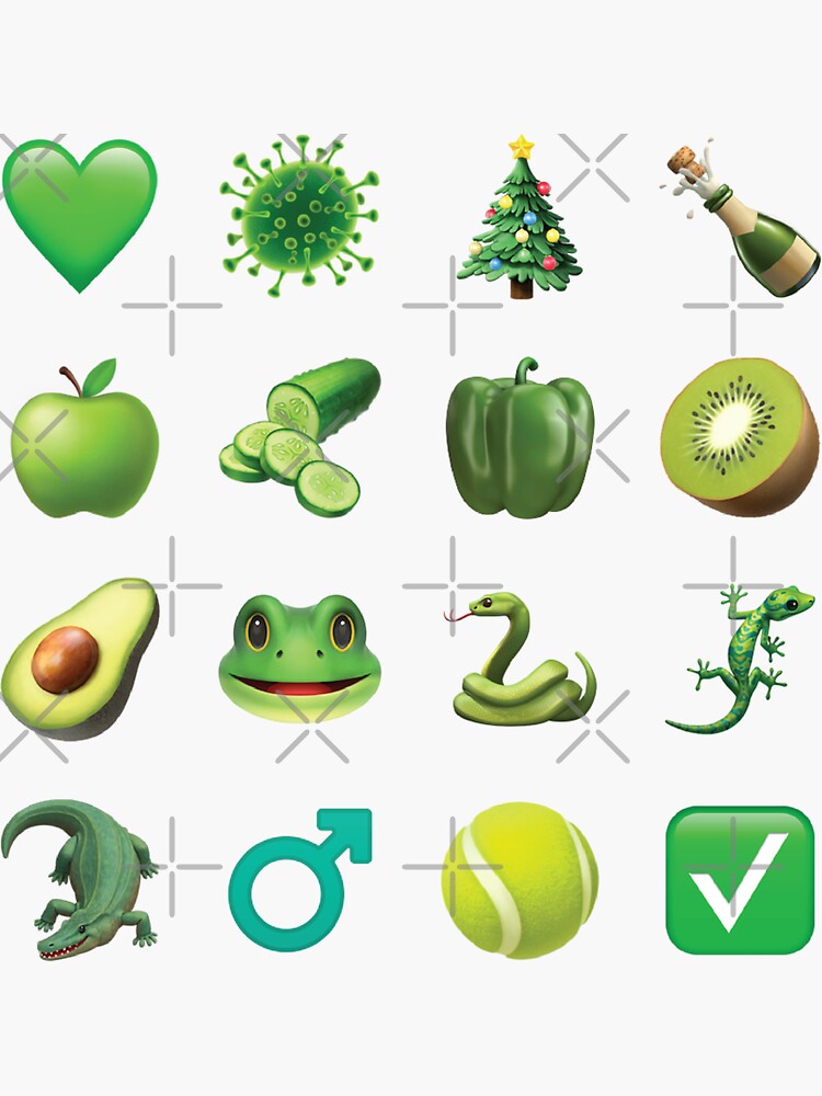 "Green Emojis Pack" Sticker for Sale by graphicnology Redbubble