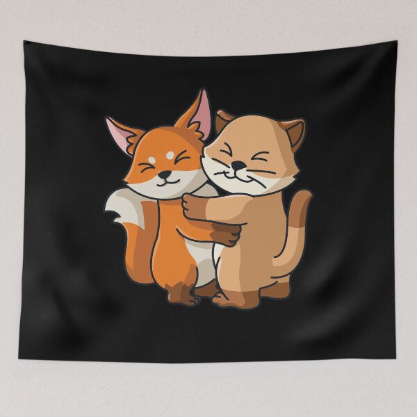 Item preview, Cat and Fox cute Hug Cuddle Animals designed and sold by 123428094.