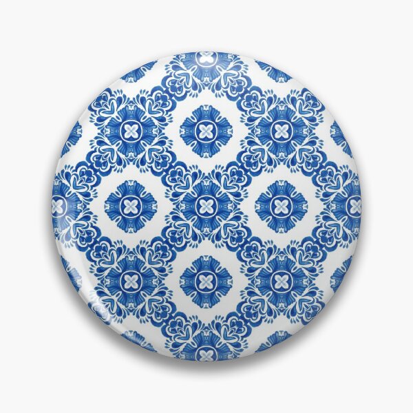 Item preview, Blue and White Portuguese Azulejo Watercolor Tile Pattern designed and sold by Rhu Creations.