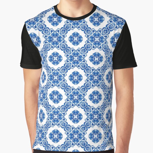 Vista previa del artículo con la obra «Patrón de azulejo de acuarela azulejo portugués azul y blanco», diseñado y vendido por Rhu Creations.