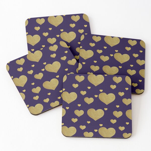 Item preview, Gold on Navy Painted Hearts designed and sold by megatype.