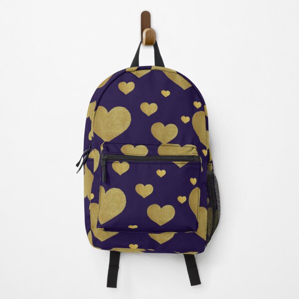 Item preview, Gold on Navy Painted Hearts designed and sold by megatype.