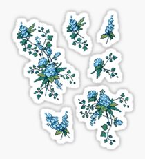 Pixel Floral - Arrangement in Blue Sticker