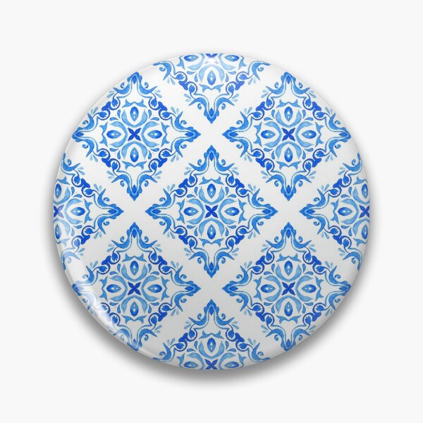 Item preview, Blue and White Portuguese Azulejo Watercolor Tile Pattern designed and sold by Rhu Creations.