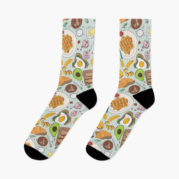 Item preview, Assorted Breakfast Food - Toast, Waffles, Croissant, Eggs, Bacon, Fruits and More designed and sold by Alicia Chee.