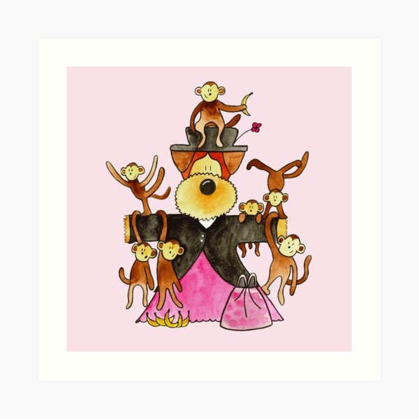Monkey Nanny - Funny Dog Illustration Art Print