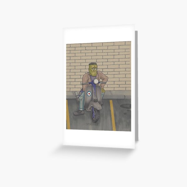 Frankenstein on a scooter Greeting Card