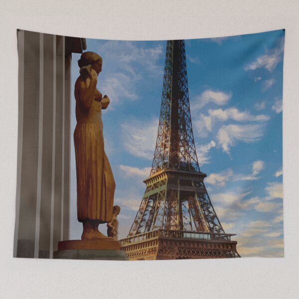 Item preview, Golden statues of the Palais de Chaillot with Eiffel Tower designed and sold by harietteh.