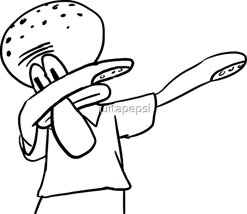 Squidward Dabbing Drawing: Stickers | Redbubble