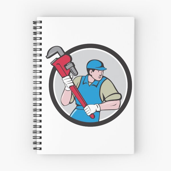 Item preview, Plumber Running Monkey Wrench Circle Cartoon designed and sold by patrimonio.