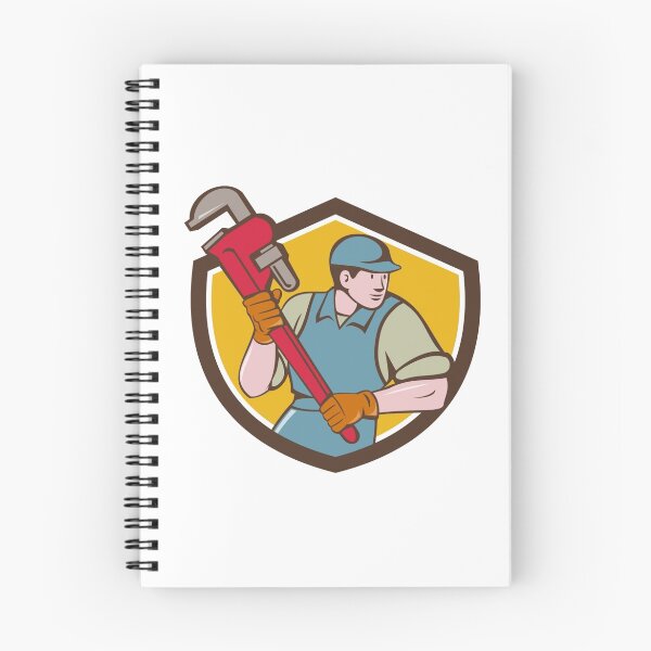 Item preview, Plumber Running Monkey Wrench Crest Cartoon designed and sold by patrimonio.