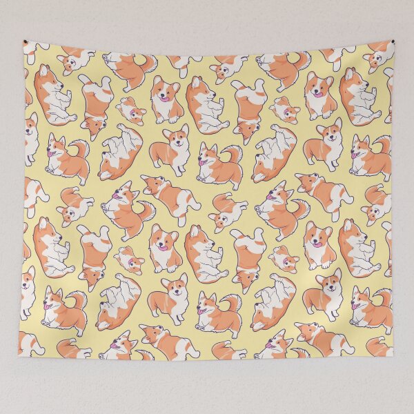 Item preview, Cute Pembroke Welsh Corgis Pattern (Bright Yellow) designed and sold by illhustration.