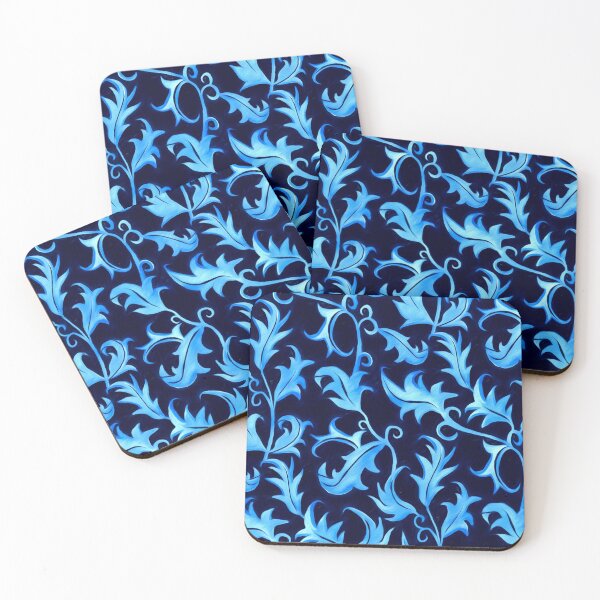 Item preview, Hand Painted Art Nouveau Vines - Velvet Blue designed and sold by TigaTiga.
