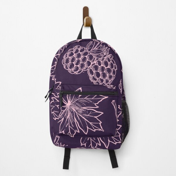 Item preview, Pink blackberries and maple leaves on purple-black designed and sold by fowons.
