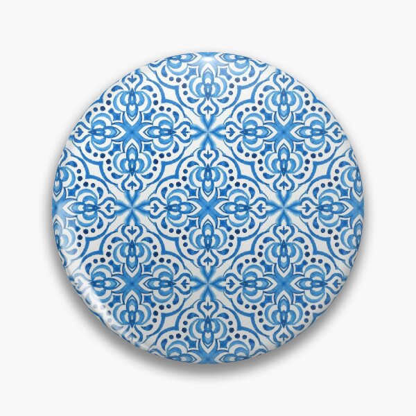 Item preview, Blue and White Portuguese Azulejo Watercolor Tile Pattern designed and sold by Rhu Creations.