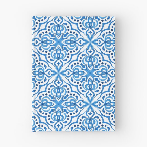 Artikelvorschau, Blau-weißes portugiesisches Azulejo-Aquarell-Fliesenmuster entworfen und verkauft von Rhu Creations.