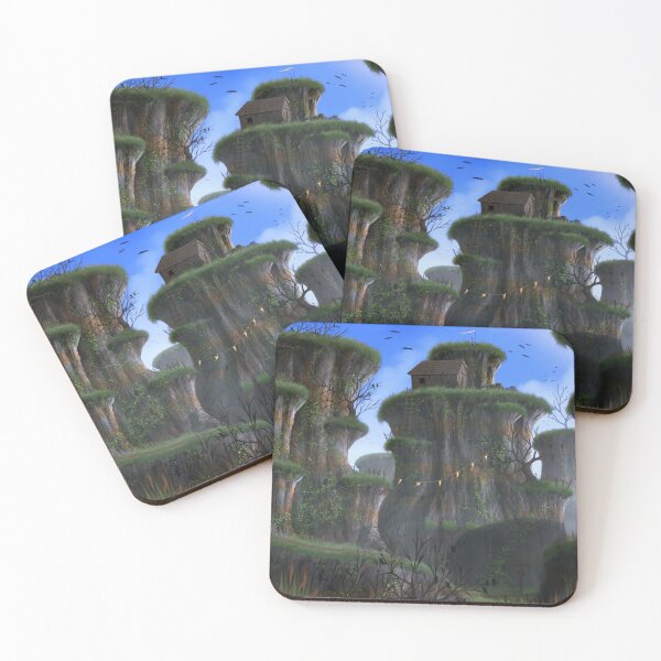 Item preview, Crow Valley Mystical Fantasy Landscape with grassy rock pillars designed and sold by eleathyra.