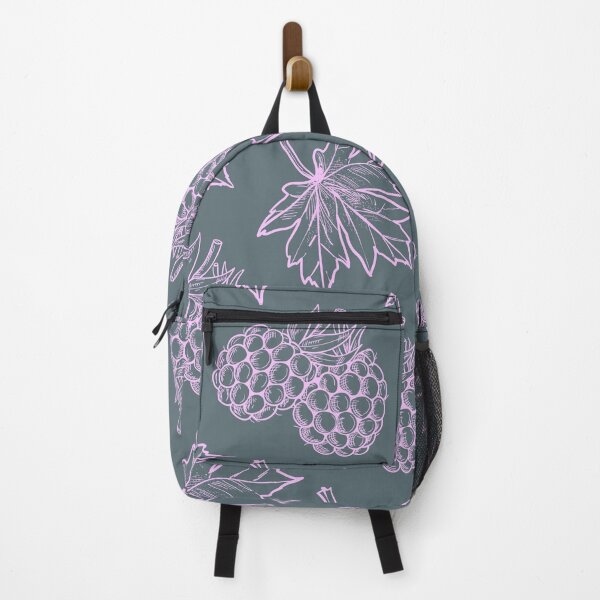 Item preview, Pink blackberries and maple leaves on very dark grayish cyan designed and sold by fowons.