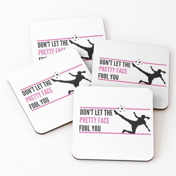 Item preview, Female soccer player kicking girl silhouette / don't let the pretty face fool you designed and sold by portrait4you.