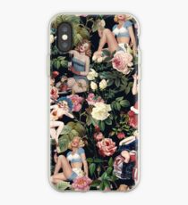 Floral and Pin Up Girls Pattern iPhone Case