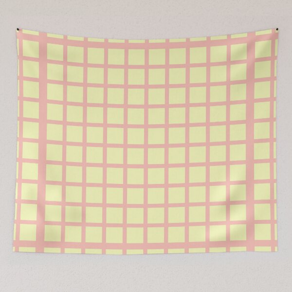 Item preview, yellow with pink line geometric grid pattern designed and sold by BetterDreams.