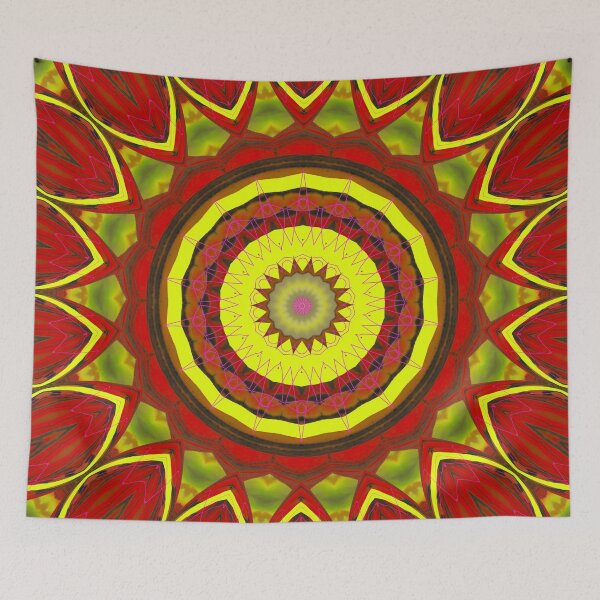 Item preview, Vivid Circular Pattern with Glorious Red, Bright Yellow Coloured Highlights and Lines designed and sold by Geoff Treagus.