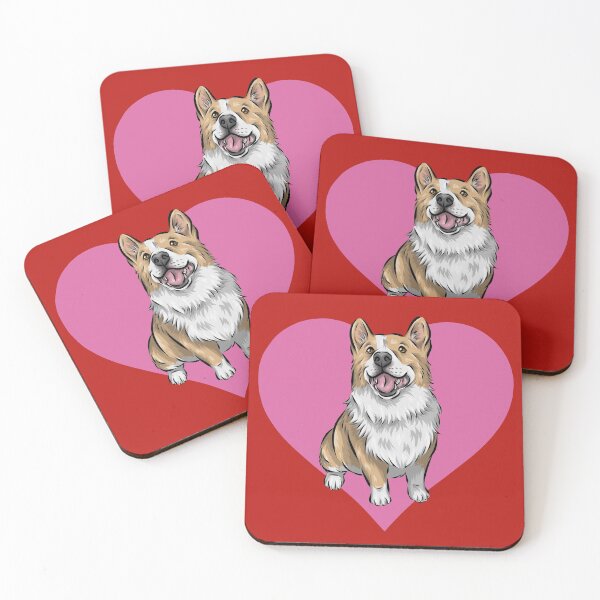 Item preview, Pembroke Welsh Corgi with Hearts | Valentine Dogs | Valentine's Day Doggies designed and sold by shirinsart.