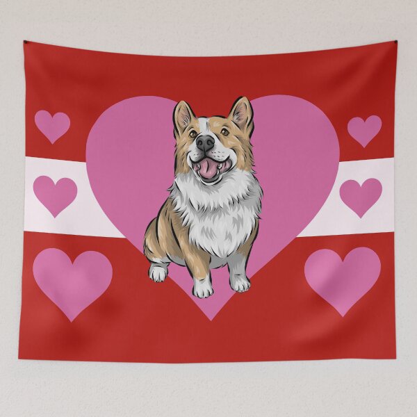 Item preview, Pembroke Welsh Corgi with Hearts | Valentine Dogs | Valentine's Day Doggies designed and sold by shirinsart.