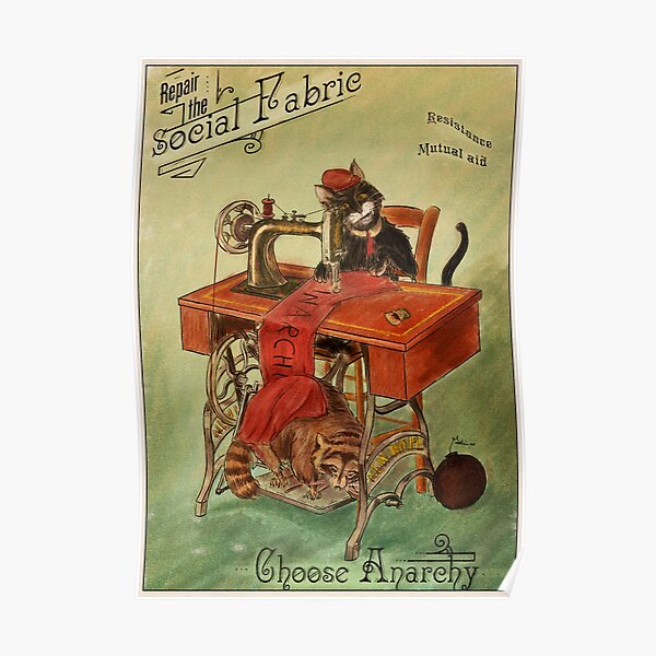 Repair the Social Fabric - Cat & Anarchy Poster