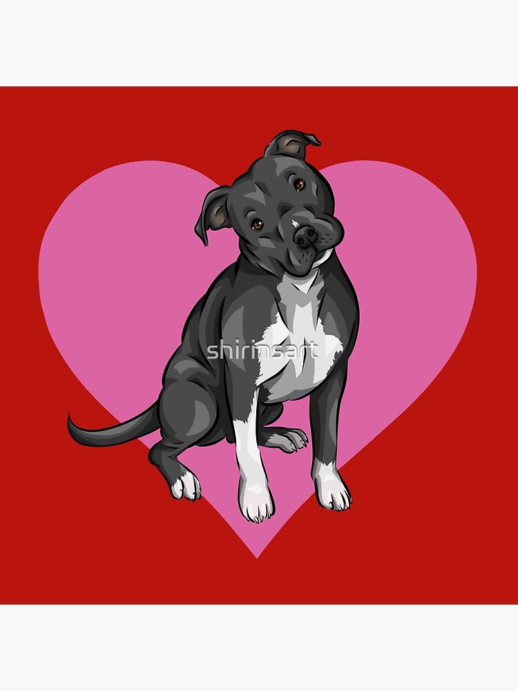 Thumbnail 4 von 4, Kissen, Amerikanischer Pitbull Terrier mit Herzen | Valentinstag Hunde | Valentinstag Hündchen designt und verkauft von shirinsart.
