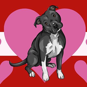 Vorschaubild zum Design Amerikanischer Pitbull Terrier mit Herzen | Valentinstag Hunde | Valentinstag Hündchen von shirinsart