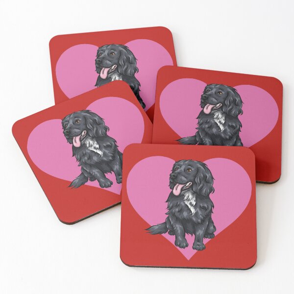 Item preview, Black Cocker Spaniel with Hearts | Valentine Dogs | Valentine's Day Doggies designed and sold by shirinsart.