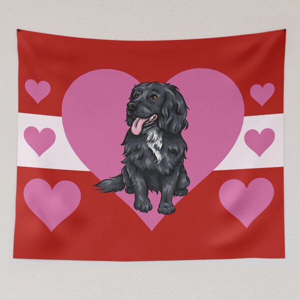Item preview, Black Cocker Spaniel with Hearts | Valentine Dogs | Valentine's Day Doggies designed and sold by shirinsart.