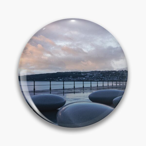Item preview, Pebble-seats-on-Penzance-promenade Cornwall at sunrise designed and sold by kathleenjean.
