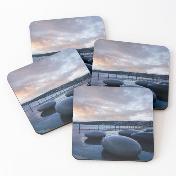 Item preview, Pebble-seats-on-Penzance-promenade Cornwall at sunrise designed and sold by kathleenjean.