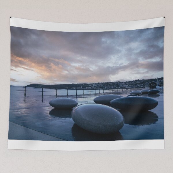 Item preview, Pebble-seats-on-Penzance-promenade Cornwall at sunrise designed and sold by kathleenjean.