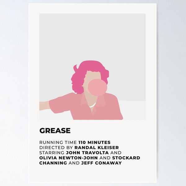 Vista previa del artículo con la obra «Póster minimalista de Grease», diseñado y vendido por honeydesigns.