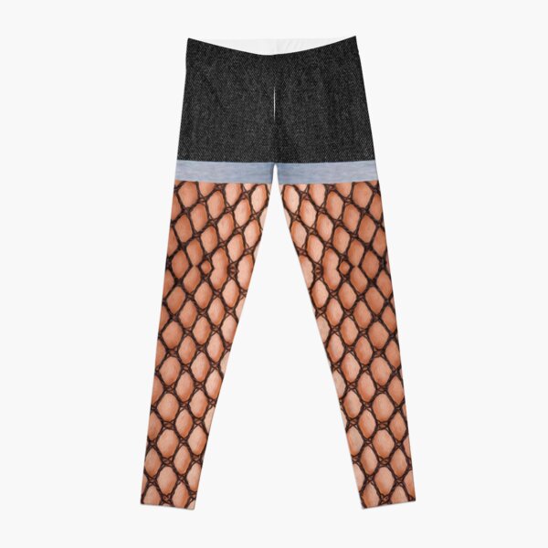 Denim Jean Shorts with Fishnet Stockings Summer Leggings | Redbubble