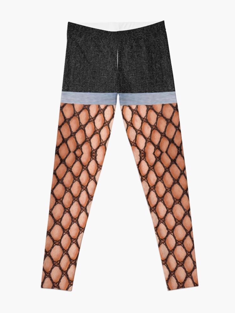 Denim Jean Shorts with fishnet stockings  Leggings for Sale by Mangumba