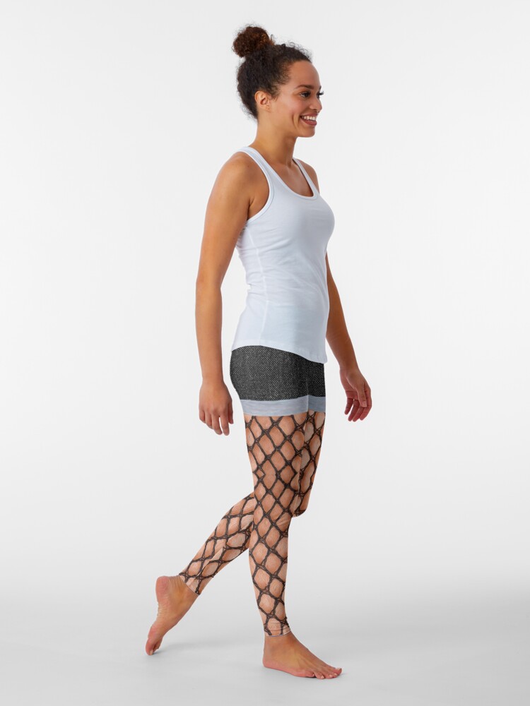Denim Jean Shorts with fishnet stockings | Leggings