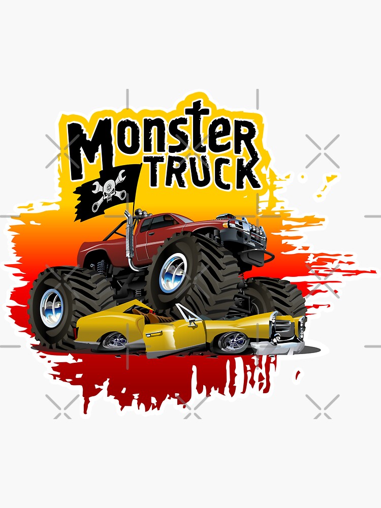 Cartoon Monster Truck Sticker for Sale by Mechanick