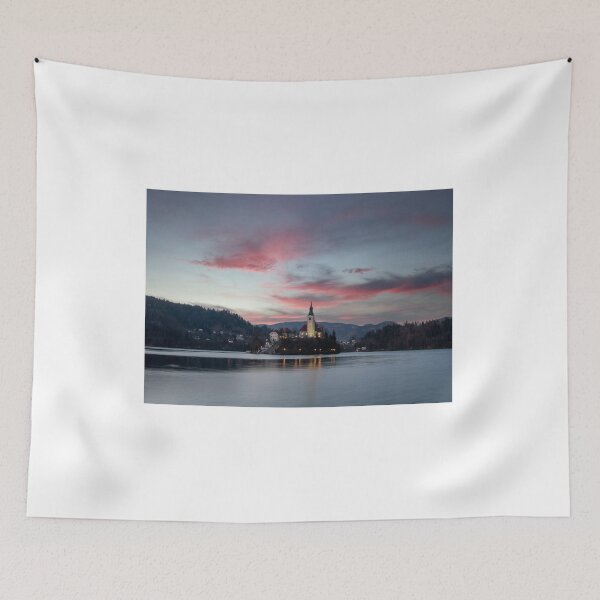 Item preview, Sunset on the island and lake of Bled designed and sold by pietrofoto.